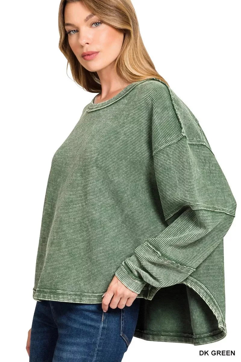 Zenana Acid Washed Exposed-Seam Sweatshirt sold by Charming Charlie product image thumbnail 2
