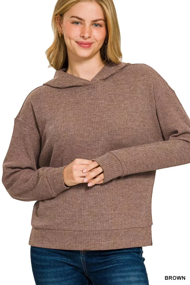 Zenana Ribbed Long Sleeve Hoodie sold by Charming Charlie product image thumbnail 2