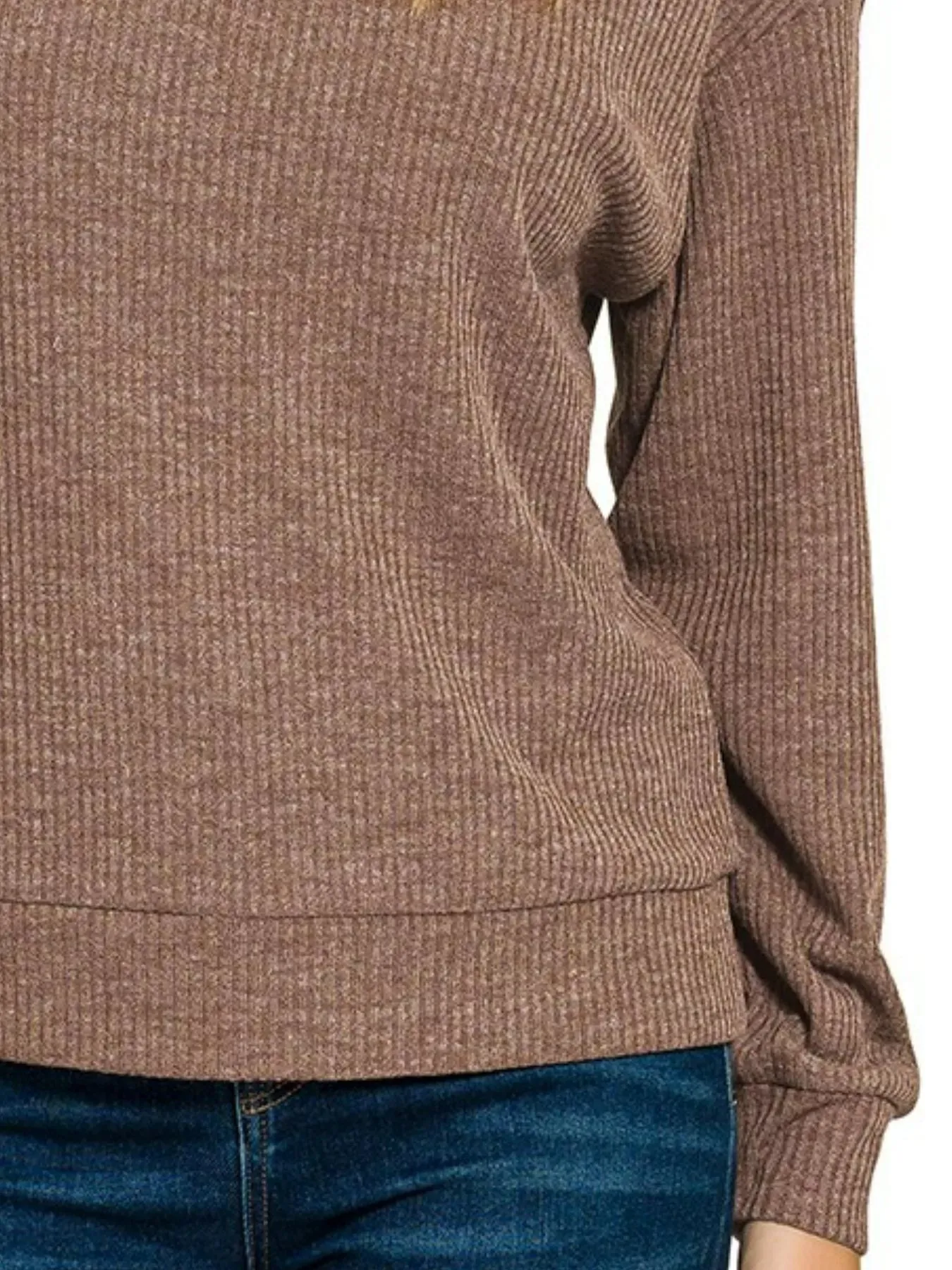 Zenana Ribbed Long Sleeve Hoodie sold by Charming Charlie product image thumbnail 3