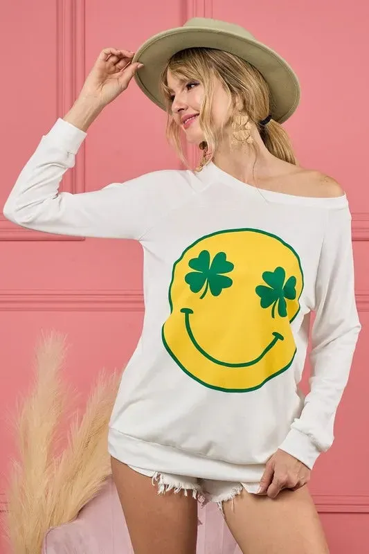 BiBi Smile Face Graphic Round Neck Long Sleeve Top sold by Charming Charlie product image thumbnail 3