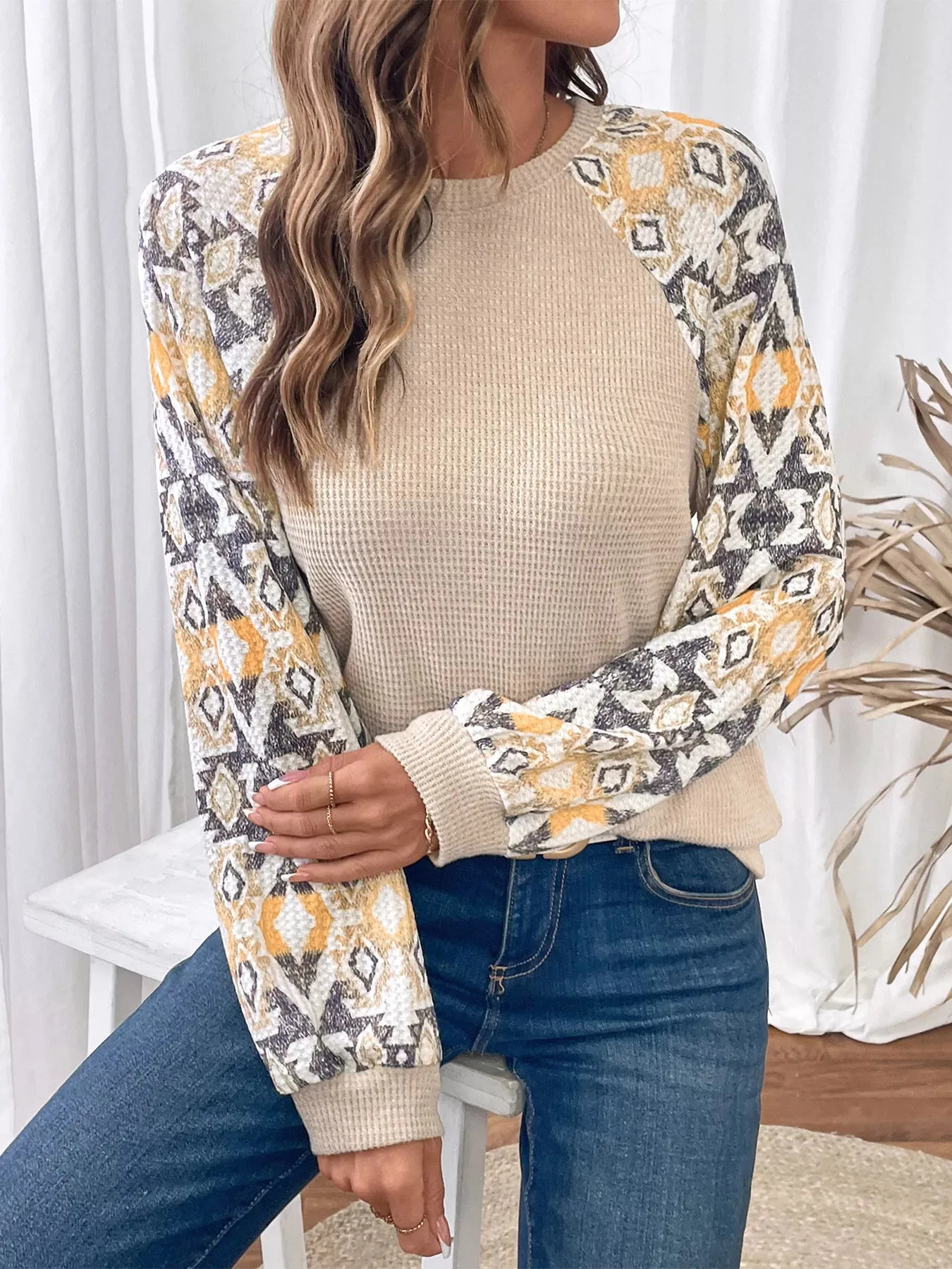 Geometric Pattern Long Sleeve T-Shirt sold by Charming Charlie