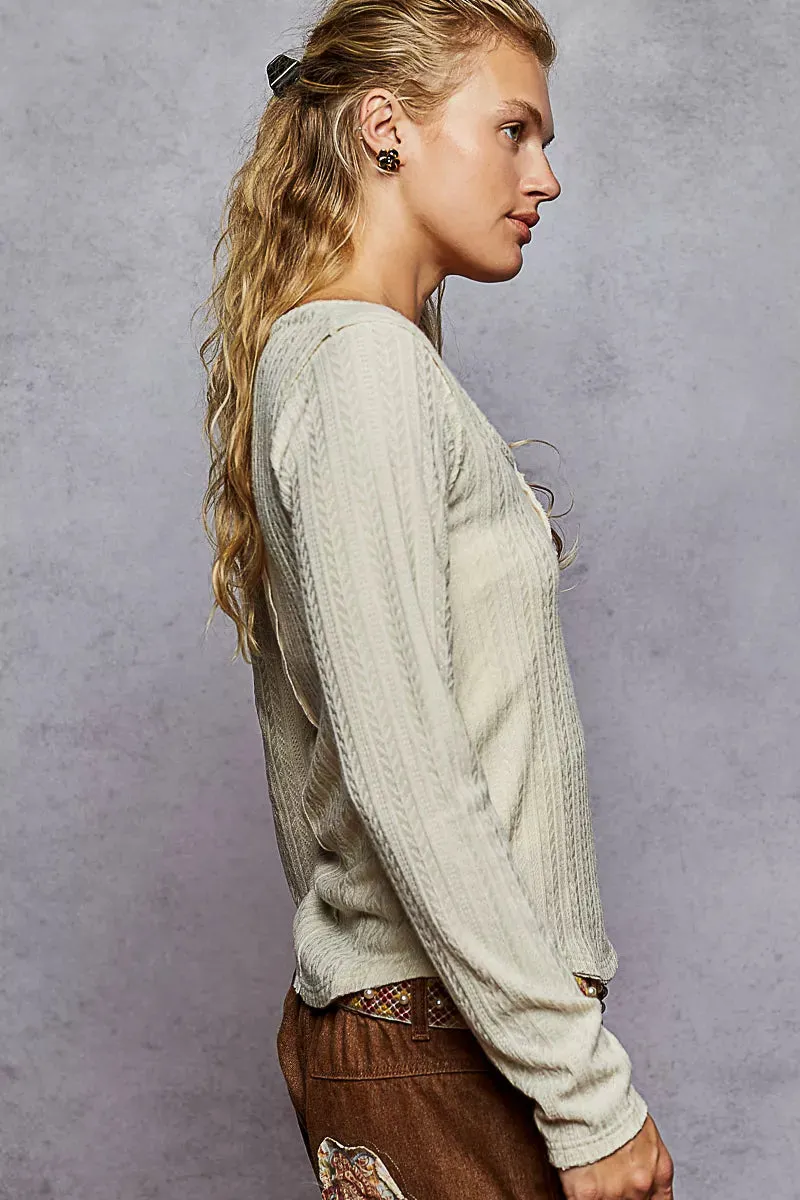 POL Square Neck Cropped Knit Top with Curved Hem sold by Charming Charlie product image thumbnail 3