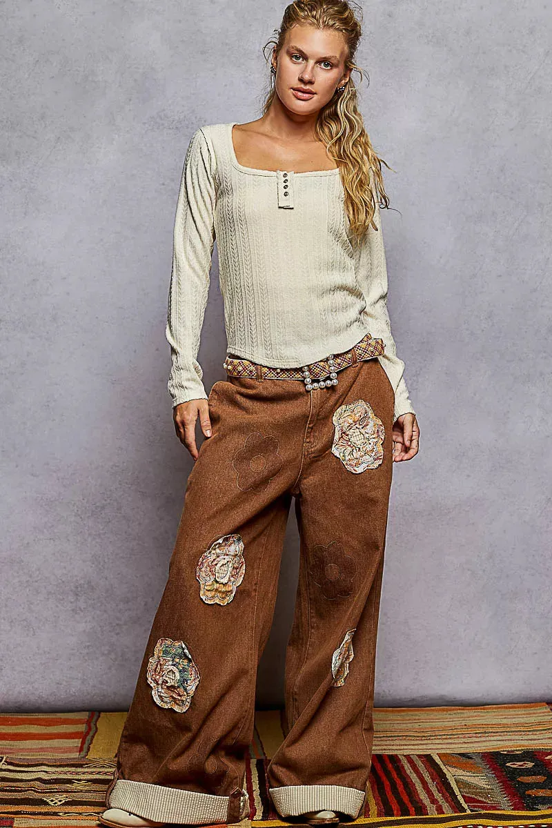 POL Square Neck Cropped Knit Top with Curved Hem sold by Charming Charlie product image thumbnail 5