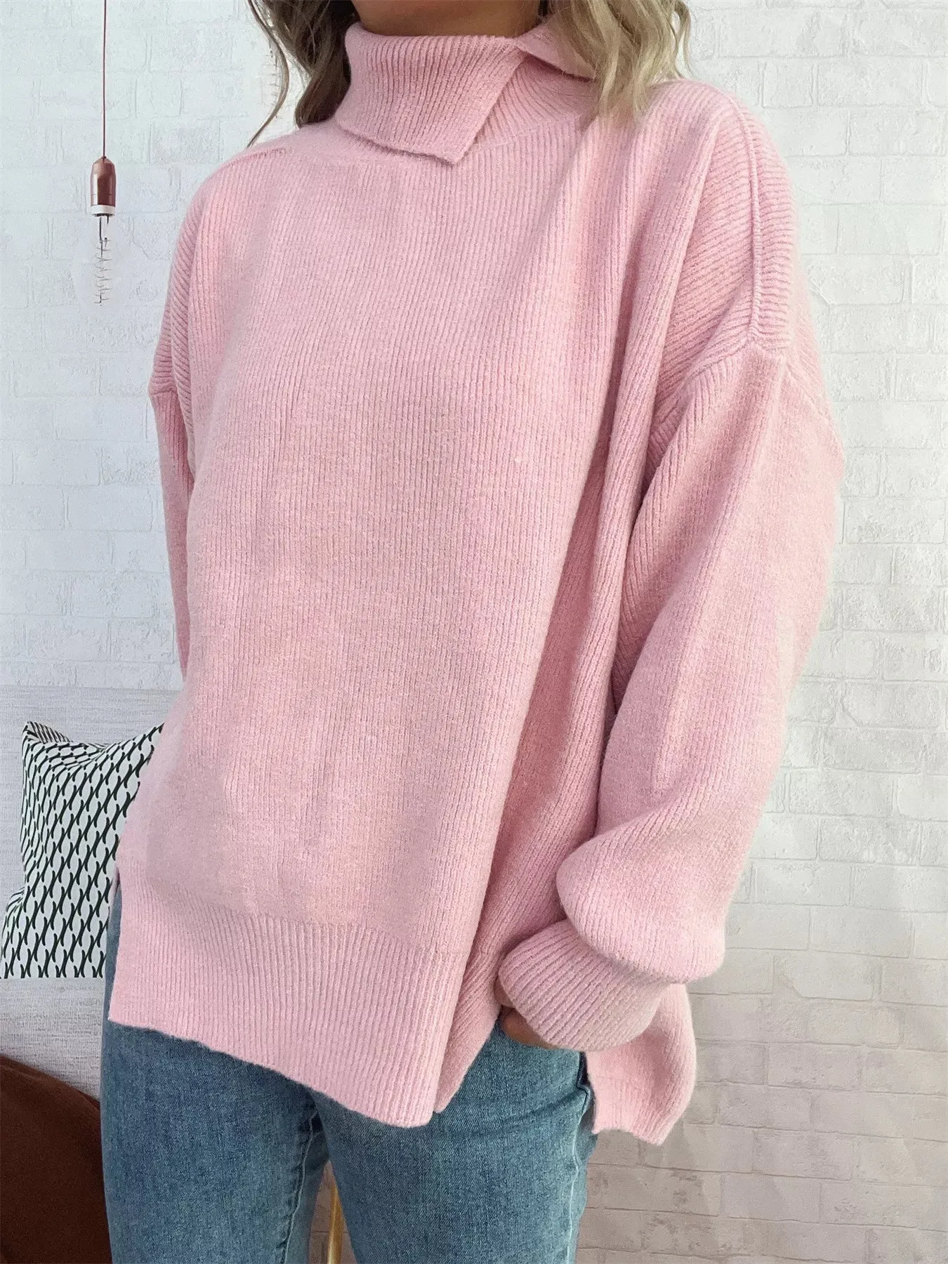 Slit Turtleneck Long Sleeve Sweater sold by Charming Charlie product image thumbnail 5