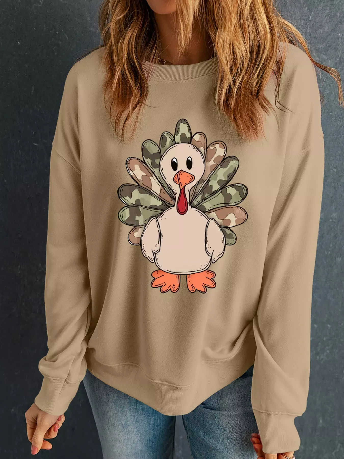 Camouflage Turkey Halloween Graphic Sweatshirt sold by Charming Charlie product image thumbnail 4