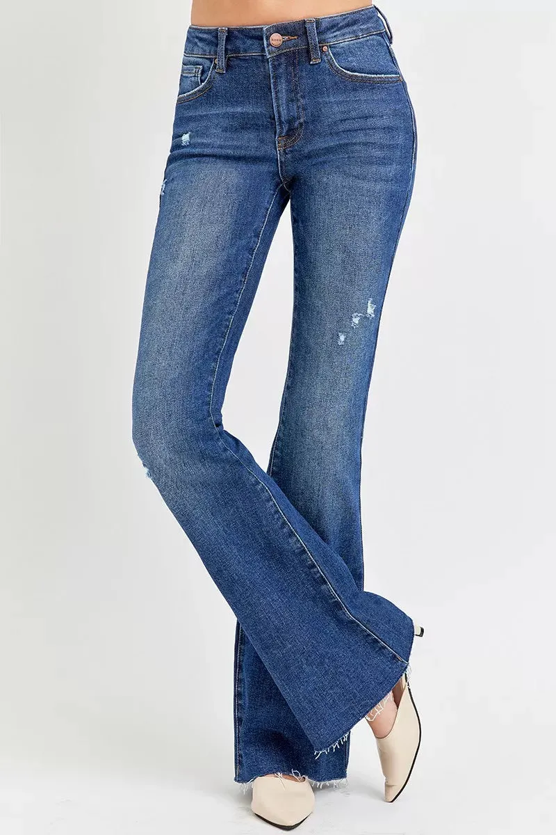 RISEN Full Size Distressed Mid Rise Flare Jeans Plus Size sold by Charming Charlie product image thumbnail 4