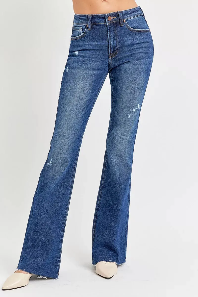 RISEN Full Size Distressed Mid Rise Flare Jeans Plus Size sold by Charming Charlie