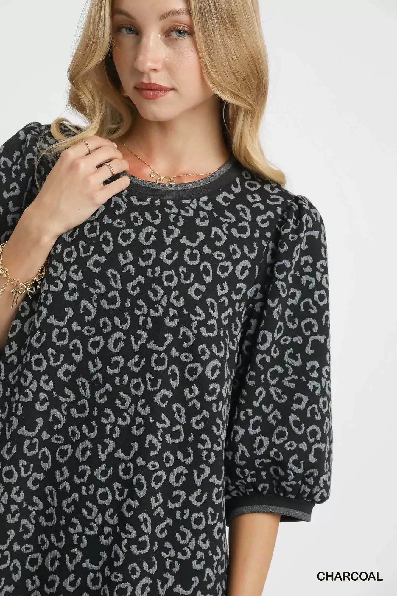 Umgee Leopard Print Jacquard Mini Dress sold by Charming Charlie product image thumbnail 5