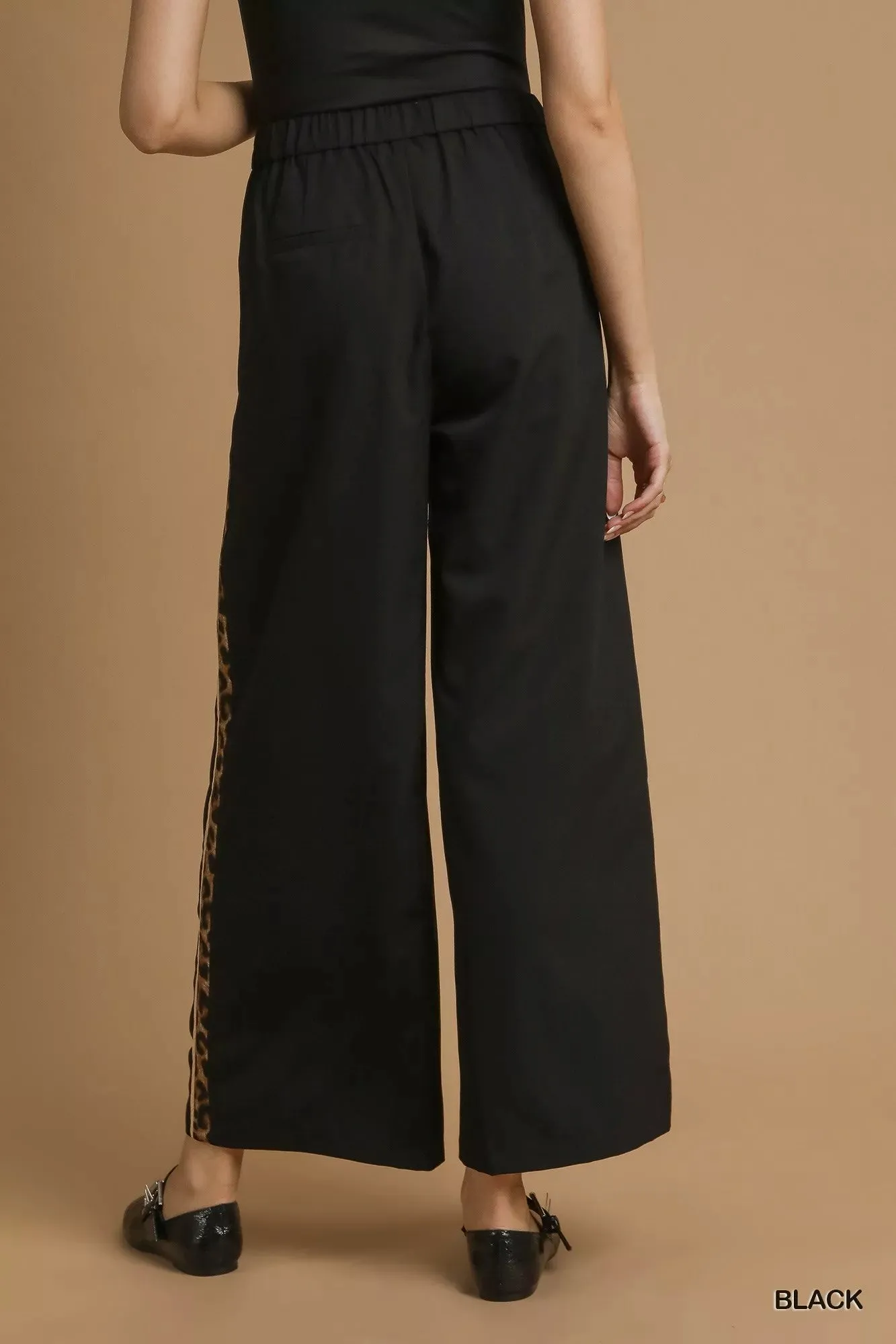 Umgee Front Pleated Wide-Leg Pants with Contrast Trim sold by Charming Charlie product image thumbnail 3