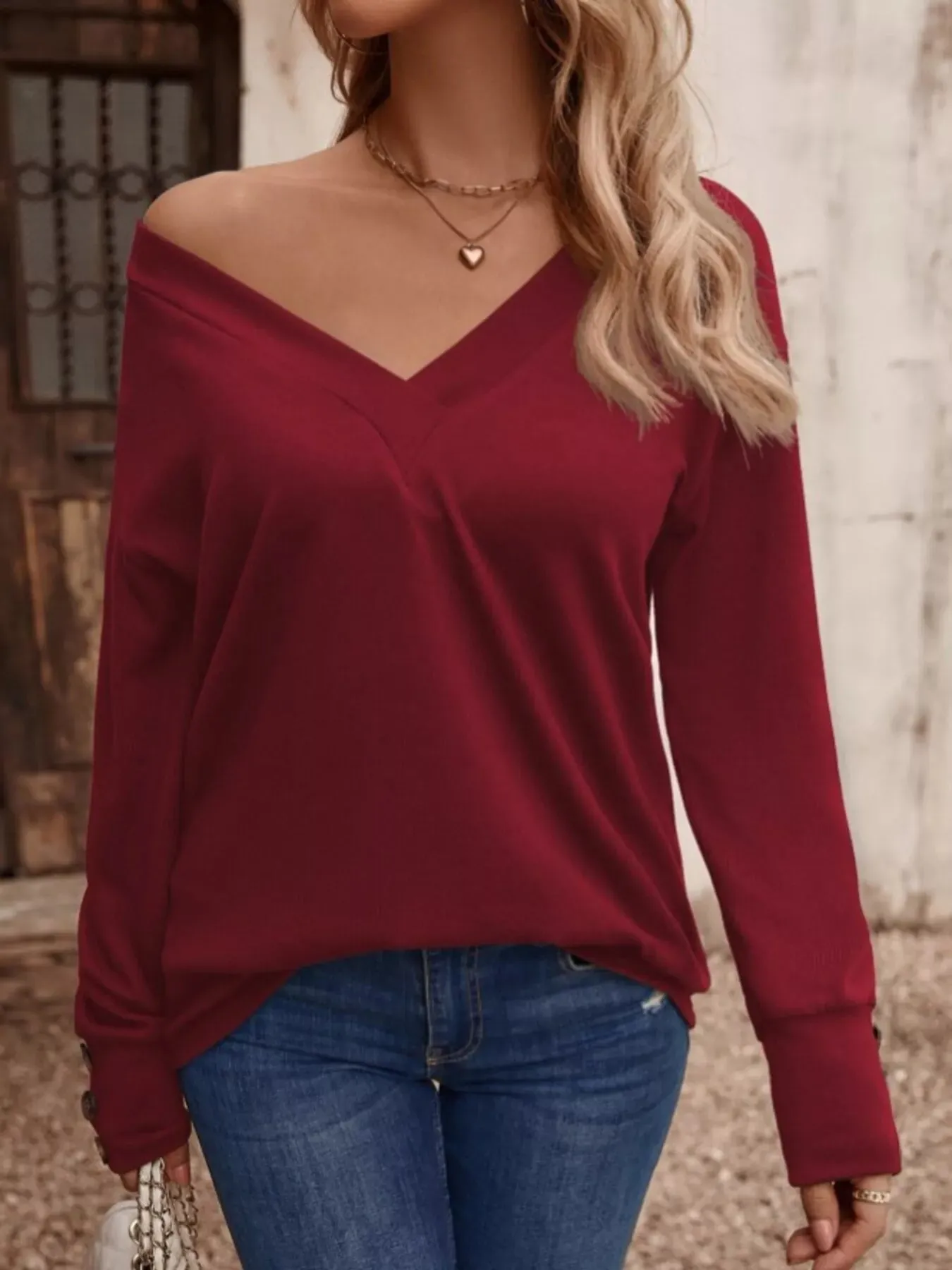 V-Neck Long Sleeve T-Shirt sold by Charming Charlie product image thumbnail 2