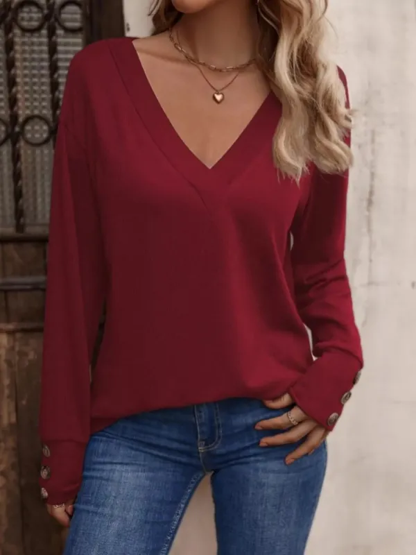 V-Neck Long Sleeve T-Shirt sold by Charming Charlie