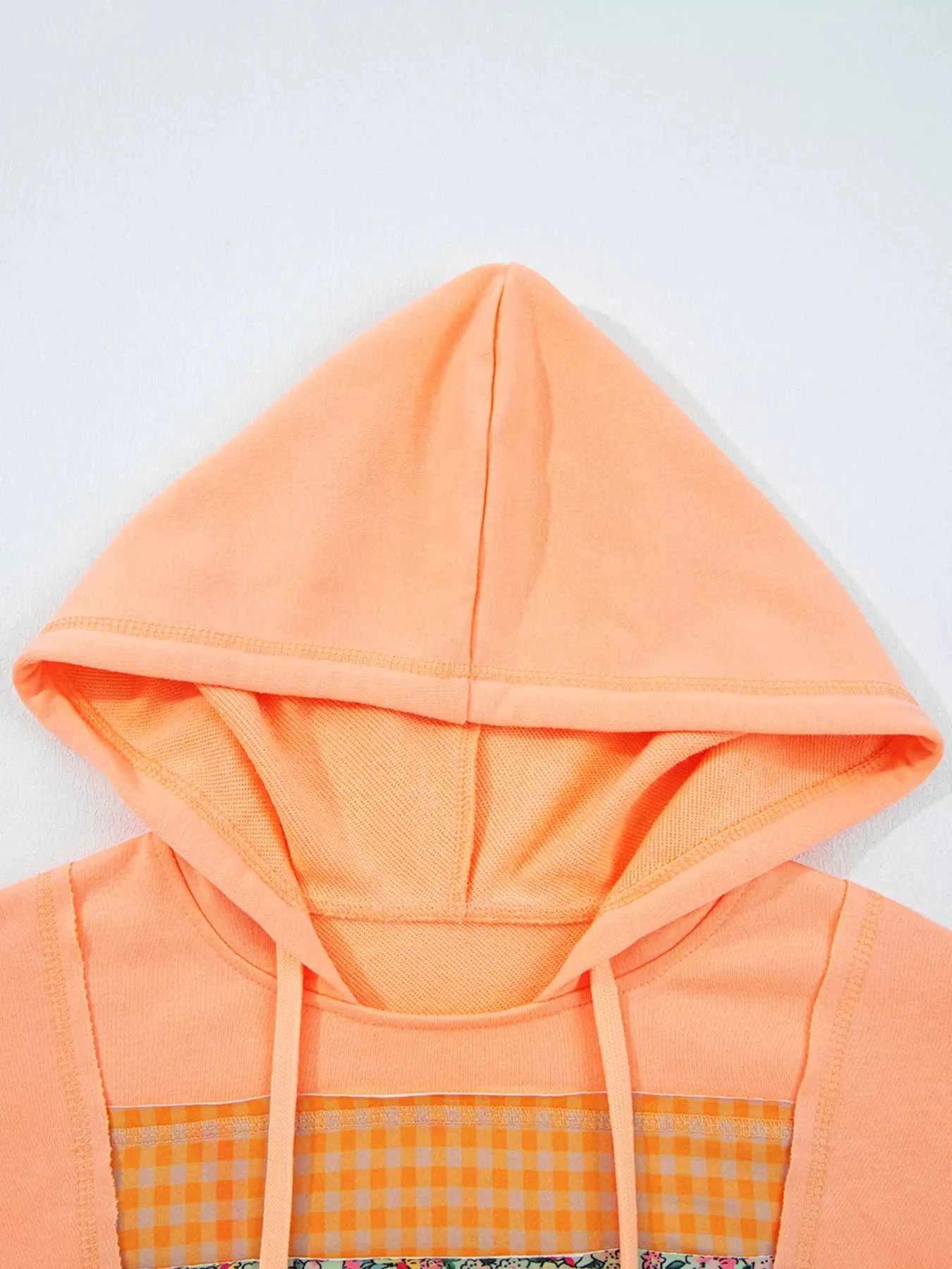 Plaid Floral Patchwork Kangaroo Pocket Hoodie sold by Charming Charlie product image thumbnail 5