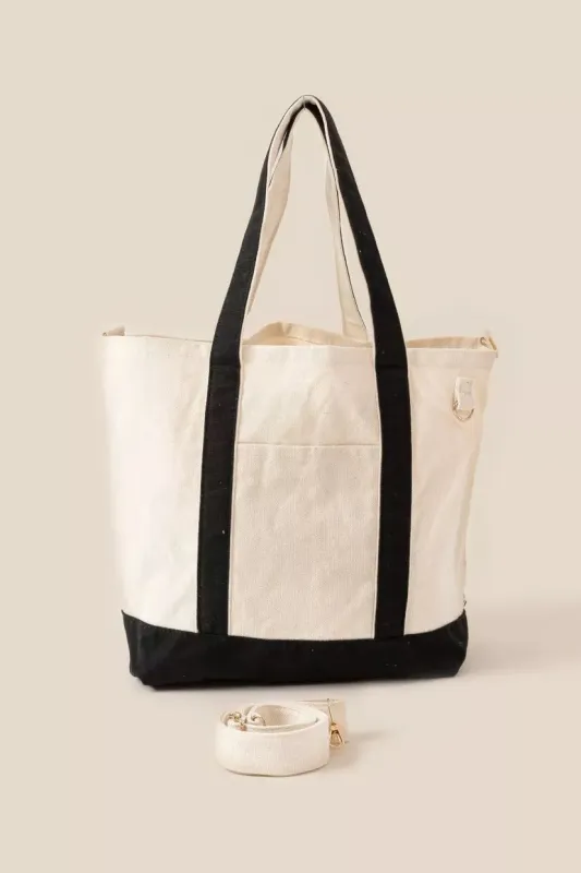 Fame Contrast Trim Tote Bag sold by Charming Charlie