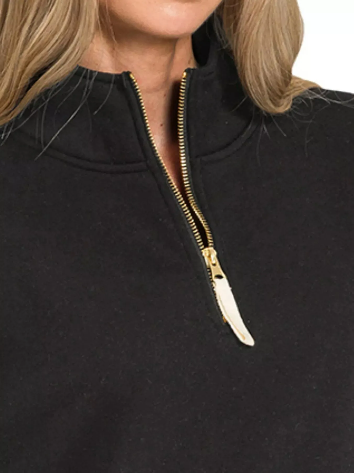 Zenana Fleece Half Zip Sweatshirt sold by Charming Charlie product image thumbnail 3