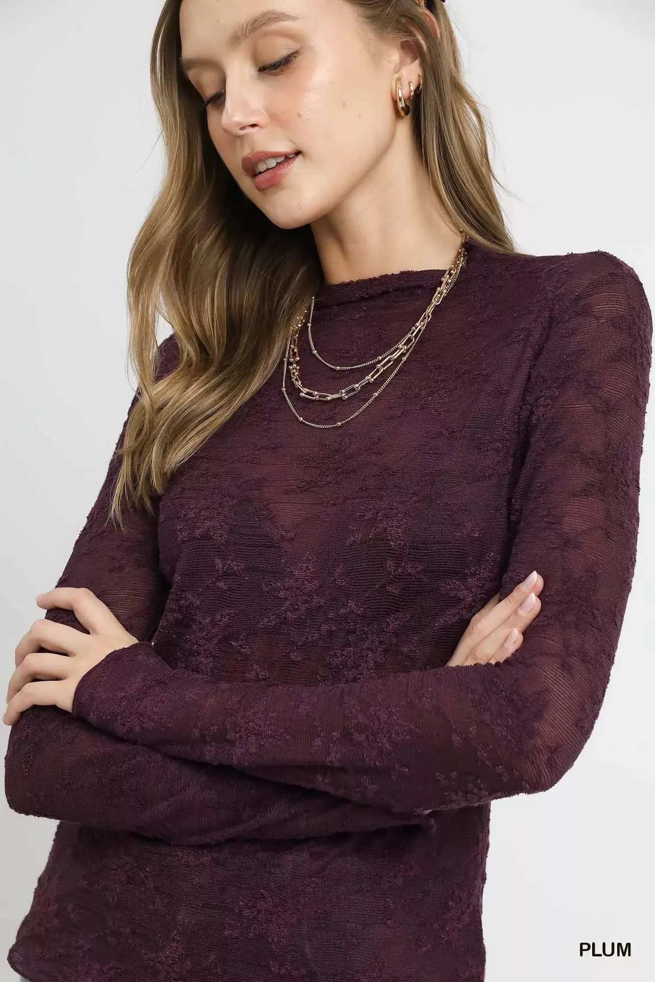 Umgee Lace Sheer Long Sleeve Top sold by Charming Charlie product image thumbnail 5