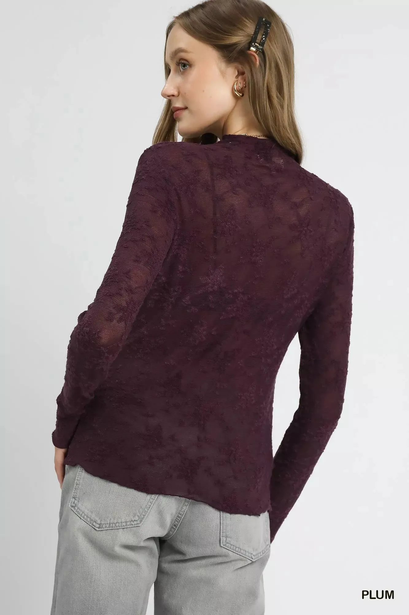 Umgee Lace Sheer Long Sleeve Top sold by Charming Charlie product image thumbnail 2