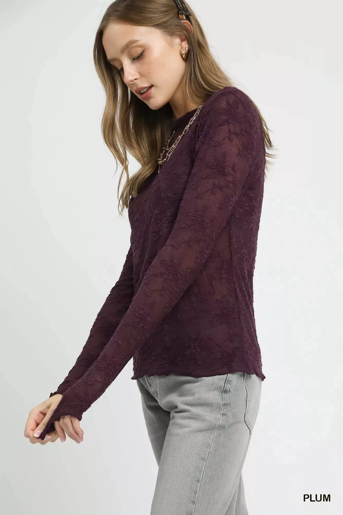 Umgee Lace Sheer Long Sleeve Top sold by Charming Charlie product image thumbnail 3