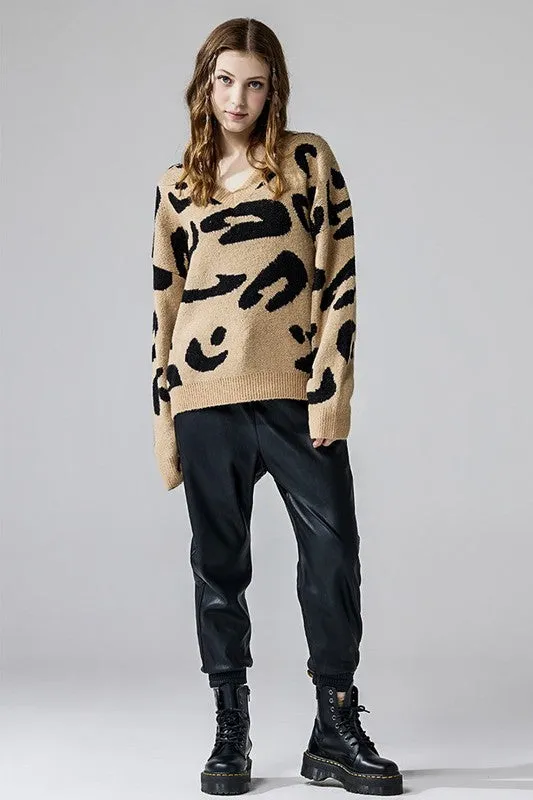 Plus Fuzzy Mohair Jacquard V-Neck Leopard Sweater sold by Charming Charlie product image thumbnail 4