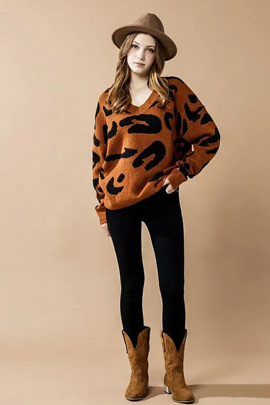 Plus Fuzzy Mohair Jacquard V-Neck Leopard Sweater sold by Charming Charlie product image thumbnail 2