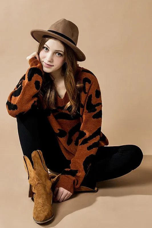 Plus Fuzzy Mohair Jacquard V-Neck Leopard Sweater sold by Charming Charlie product image thumbnail 3