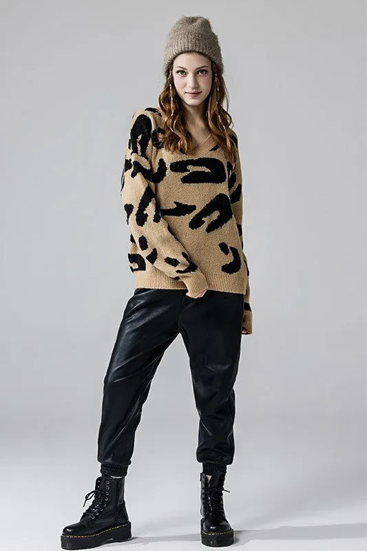 Fuzzy Mohair Jacquard V-Neck Leopard Sweater sold by Charming Charlie product image thumbnail 5