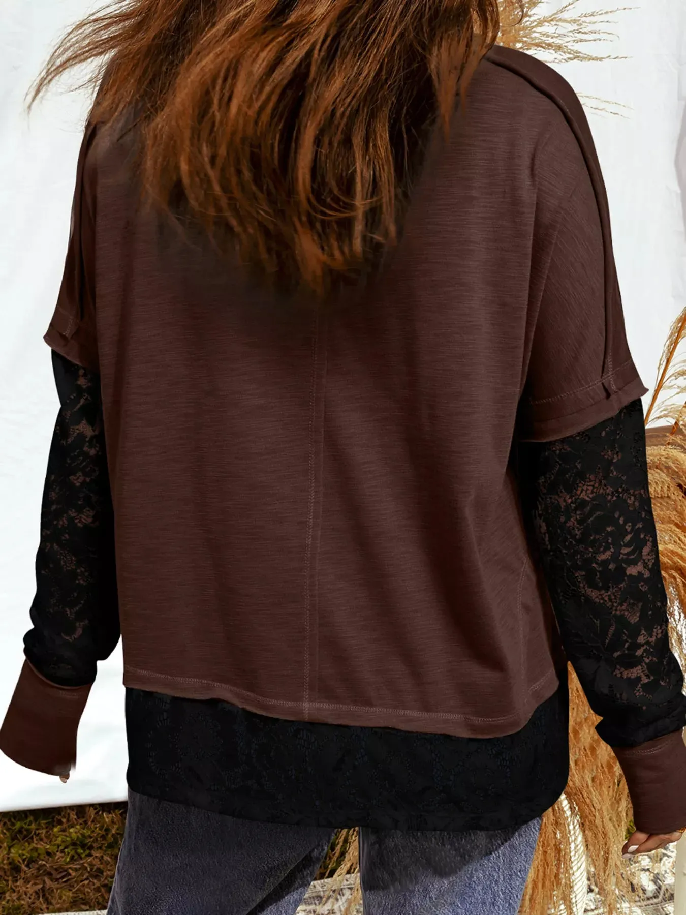Sheer Lace Patchwork Casual Long Sleeve Top sold by Charming Charlie product image thumbnail 2