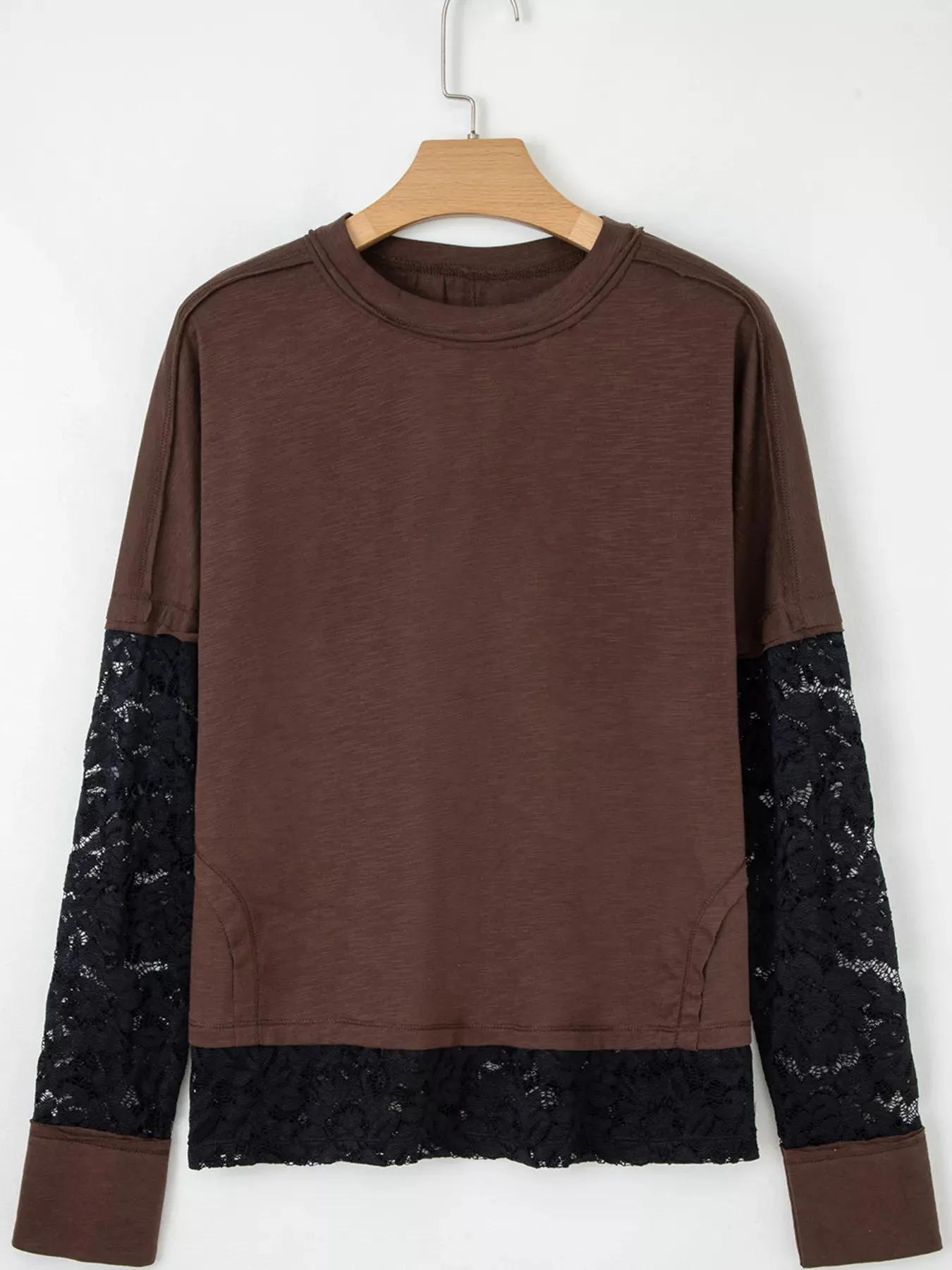 Sheer Lace Patchwork Casual Long Sleeve Top sold by Charming Charlie product image thumbnail 3