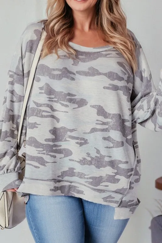 Plus Size Camouflage Crewneck Sweatshirt sold by Charming Charlie