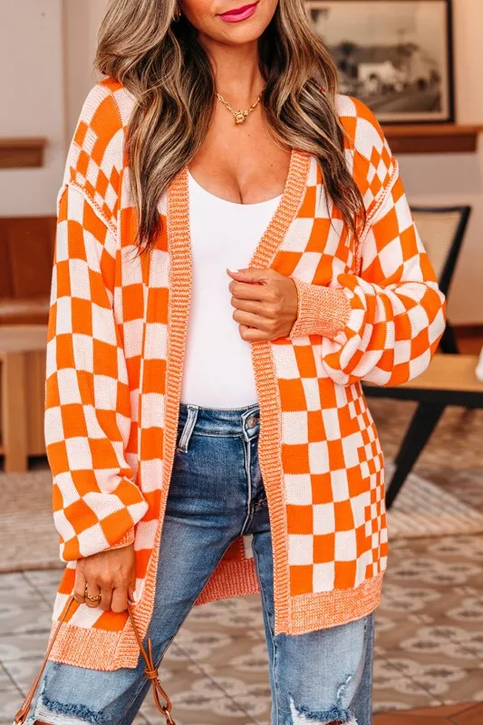 Checker Open Front Drop Shoulder Cardigan sold by Charming Charlie product image thumbnail 2