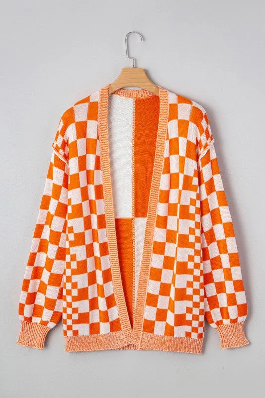 Checker Open Front Drop Shoulder Cardigan sold by Charming Charlie product image thumbnail 4