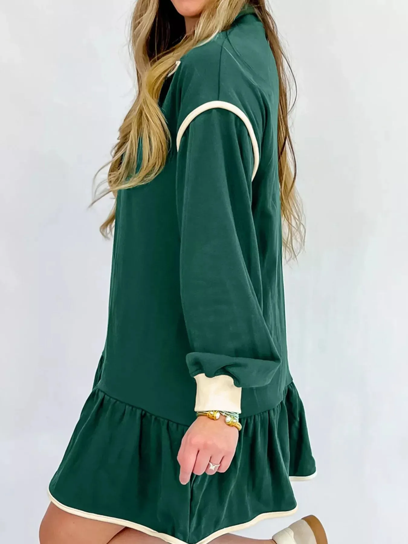 Ruffled Hem Dropped Shoulder Mini Dress sold by Charming Charlie product image thumbnail 3