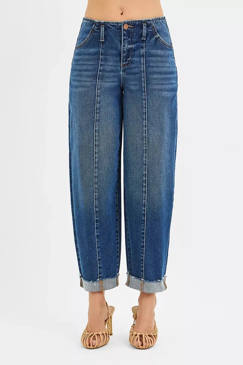 RISEN High Rise Fit Barrel Cuffed Jeans sold by Charming Charlie product image thumbnail 2