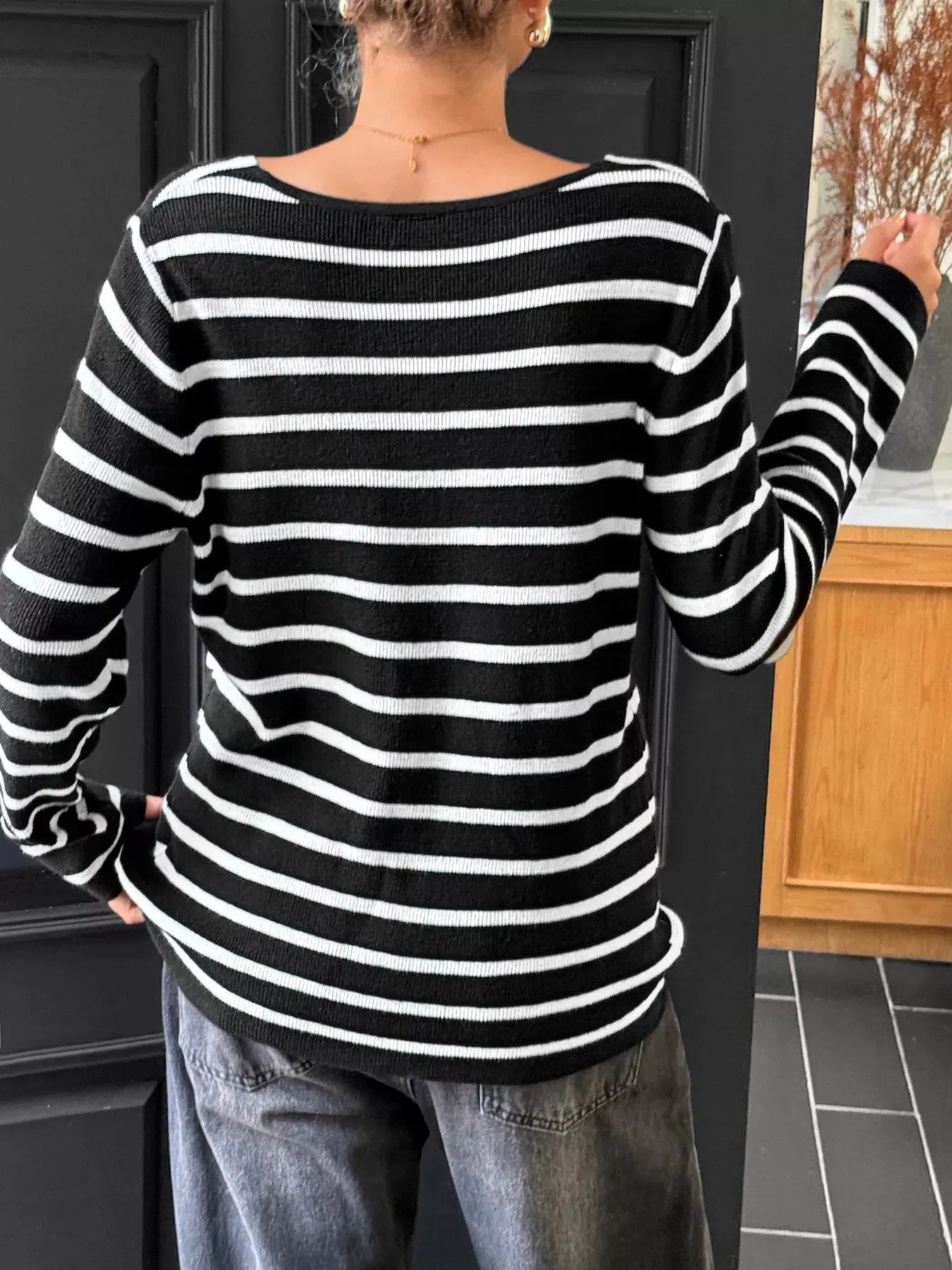 Striped Cross Front Long Sleeve Knit Top sold by Charming Charlie product image thumbnail 5