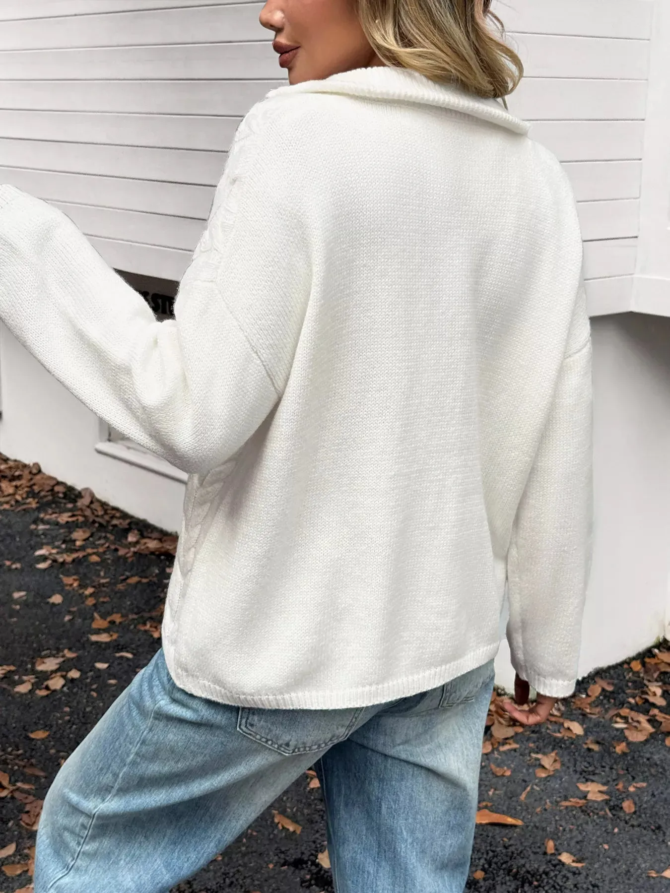 Zip Collar Cable-Knit Sweater sold by Charming Charlie product image thumbnail 4