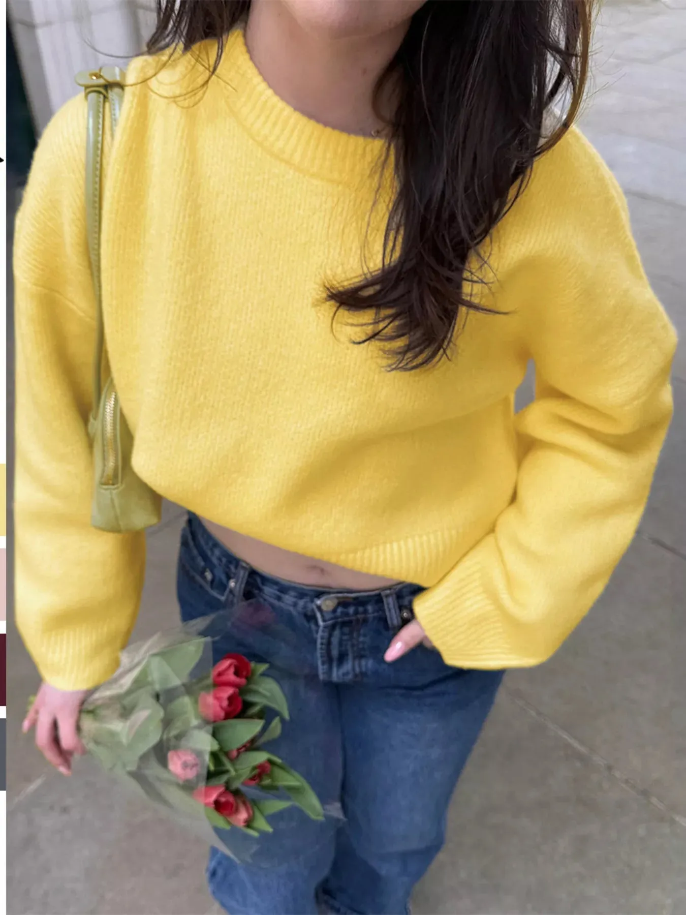 Ribbed Round Neck Dropped Shoulder Sweater sold by Charming Charlie product image thumbnail 5
