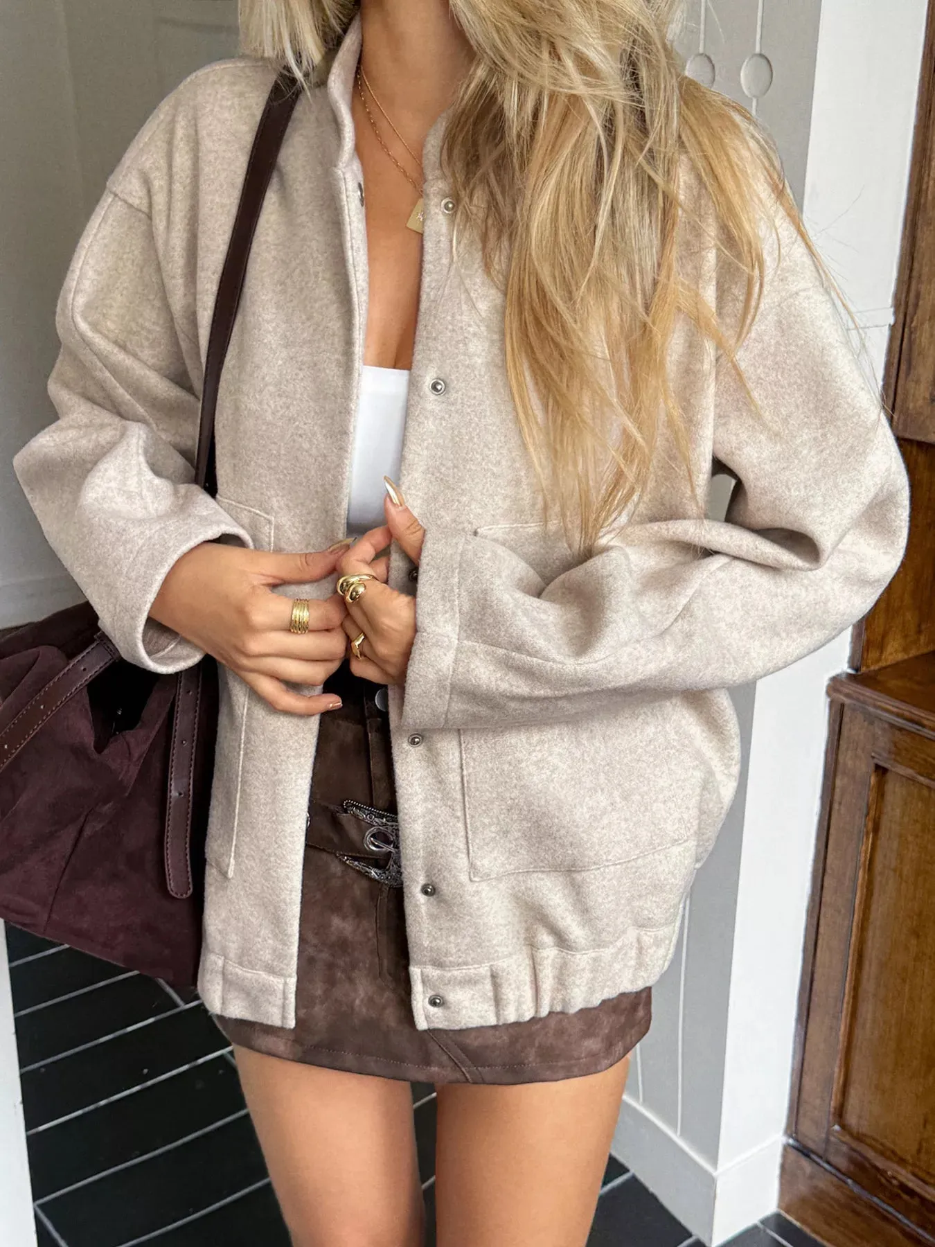 Snap Down Dropped Shoulder Jacket sold by Charming Charlie product image thumbnail 3