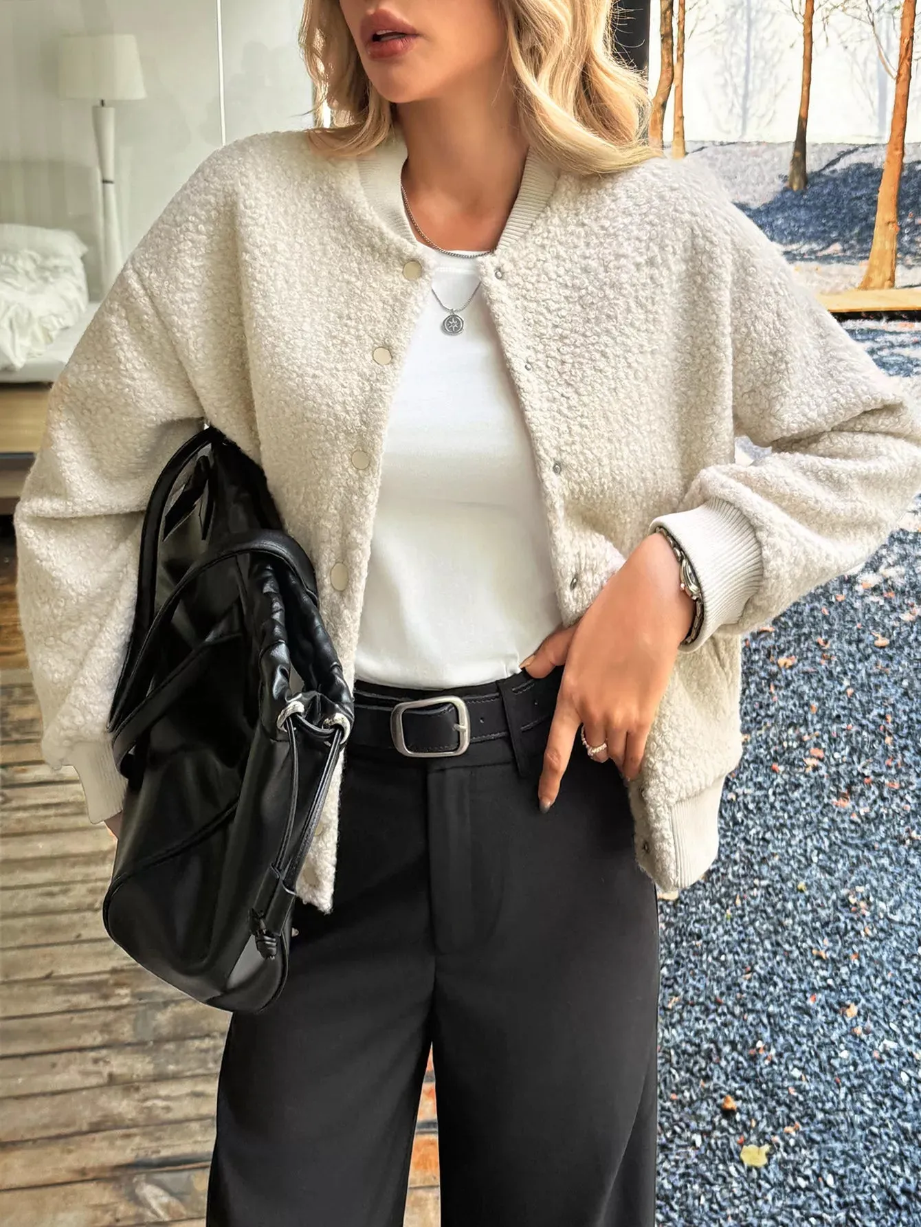 Snap Down Dropped Shoulder Jacket sold by Charming Charlie product image thumbnail 2