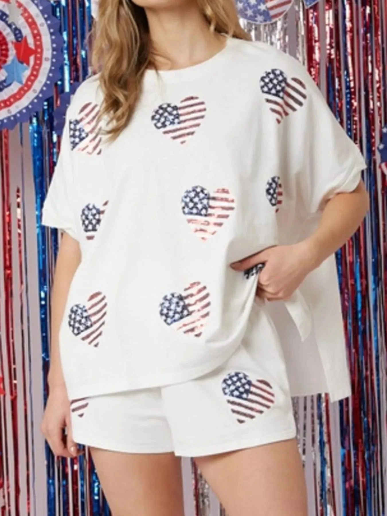 Sequin High-Low Top and Shorts Set sold by Charming Charlie product image thumbnail 3