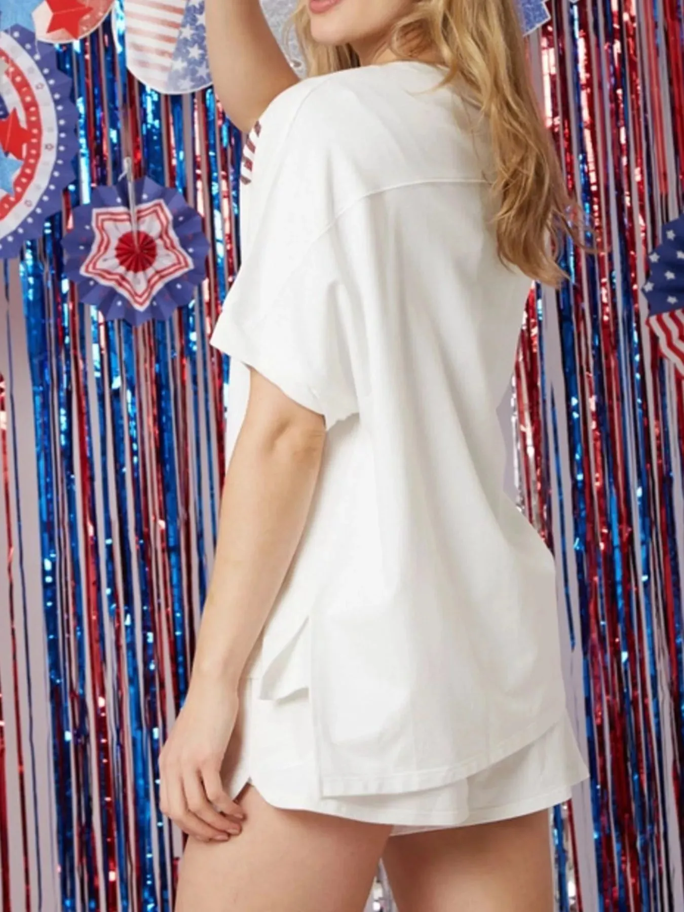 Sequin High-Low Top and Shorts Set sold by Charming Charlie product image thumbnail 4