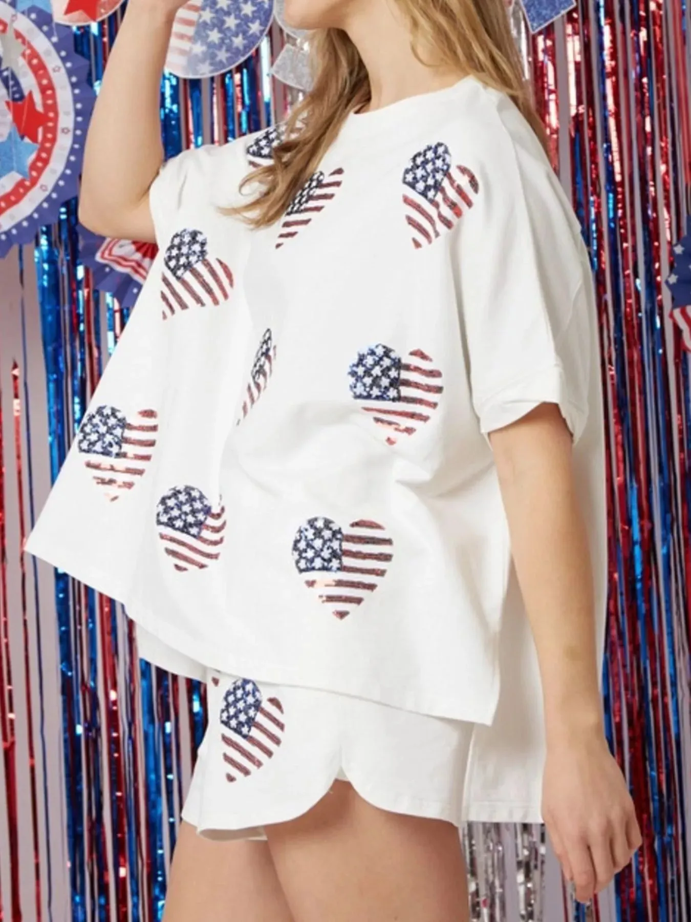 Sequin High-Low Top and Shorts Set sold by Charming Charlie product image thumbnail 2