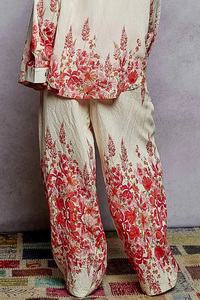 POL Floral Printed Woven Wide Leg Drawstring Pants sold by Charming Charlie product image thumbnail 3