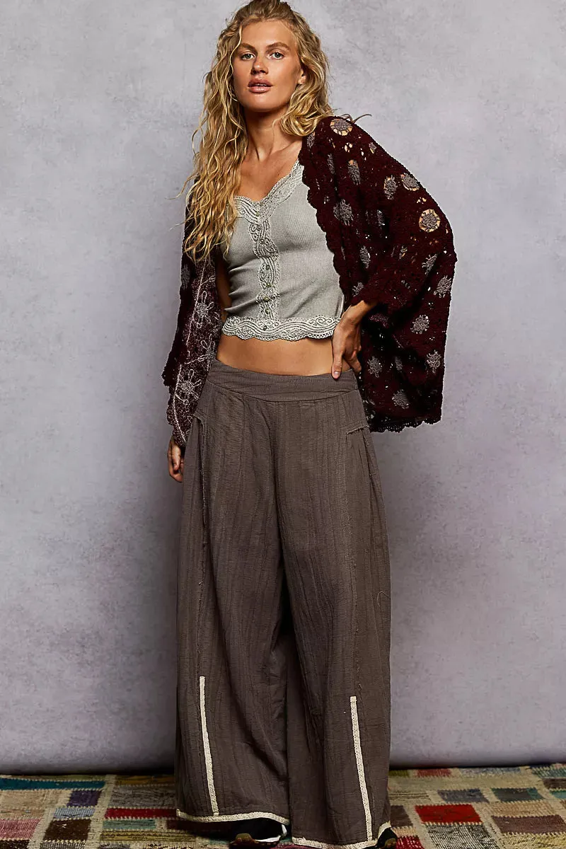 POL Openwork V-Neck Chenille Cardigan with Contrast Floral sold by Charming Charlie product image thumbnail 5