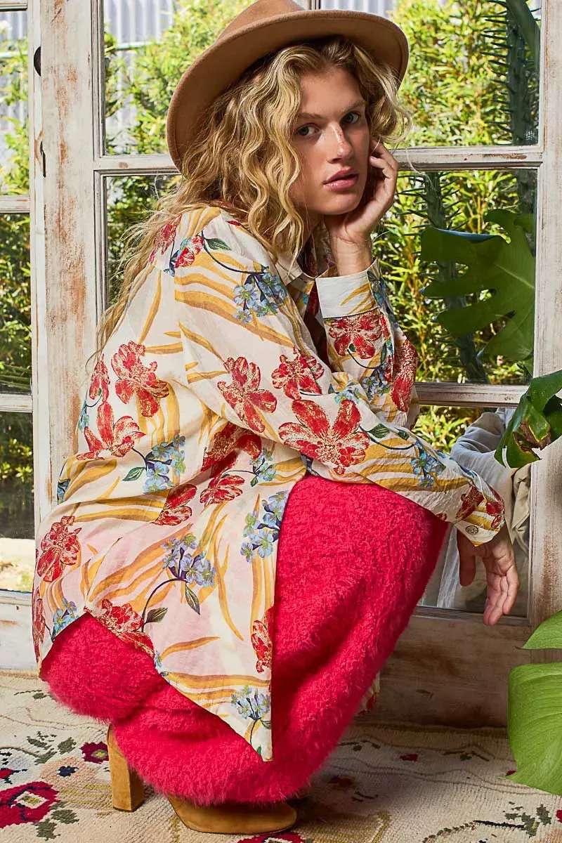 POL Floral Print Button Down Long Sleeve Shirt sold by Charming Charlie product image thumbnail 2