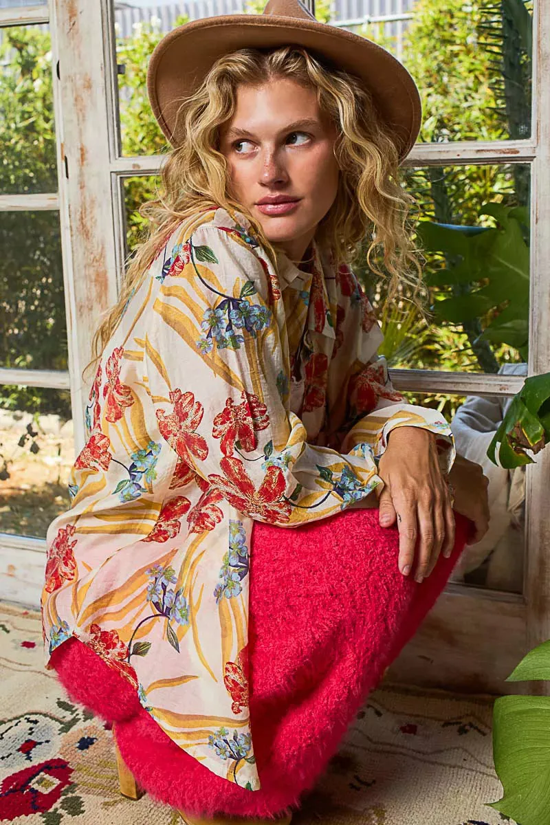 POL Floral Print Button Down Long Sleeve Shirt sold by Charming Charlie product image thumbnail 3