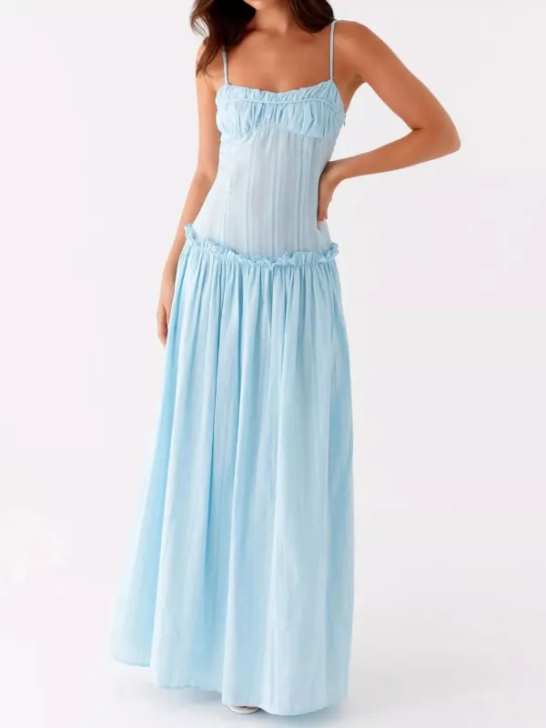 Frill Spaghetti Strap Maxi Dress sold by Charming Charlie