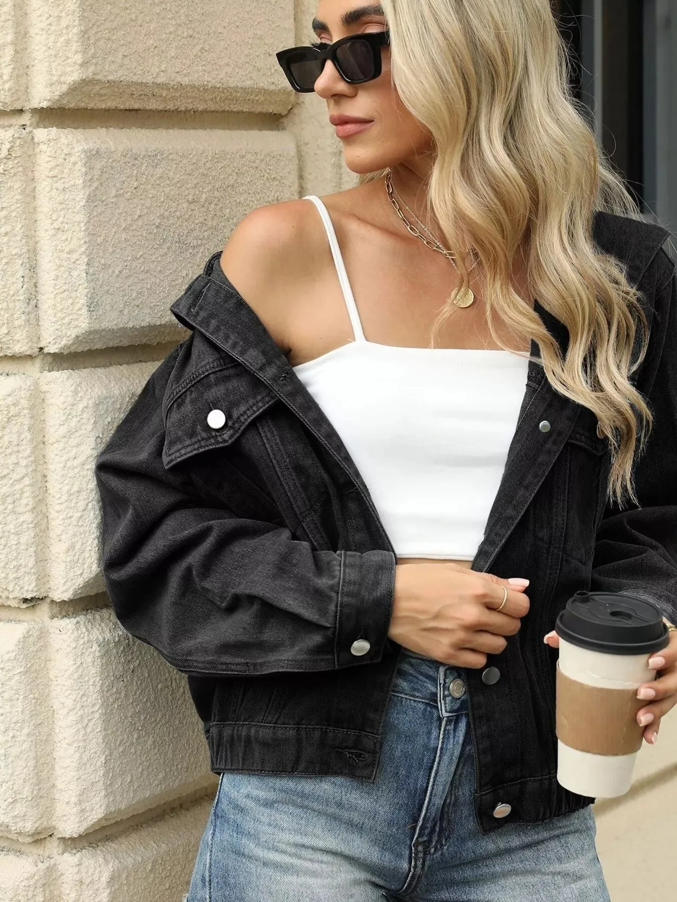 Washed Button Up Hooded Denim Jacket sold by Charming Charlie product image thumbnail 5