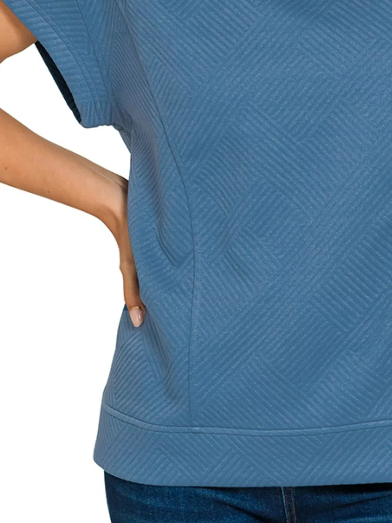 Zenana Textured Knit Jacquard Short Sleeve Top sold by Charming Charlie product image thumbnail 3