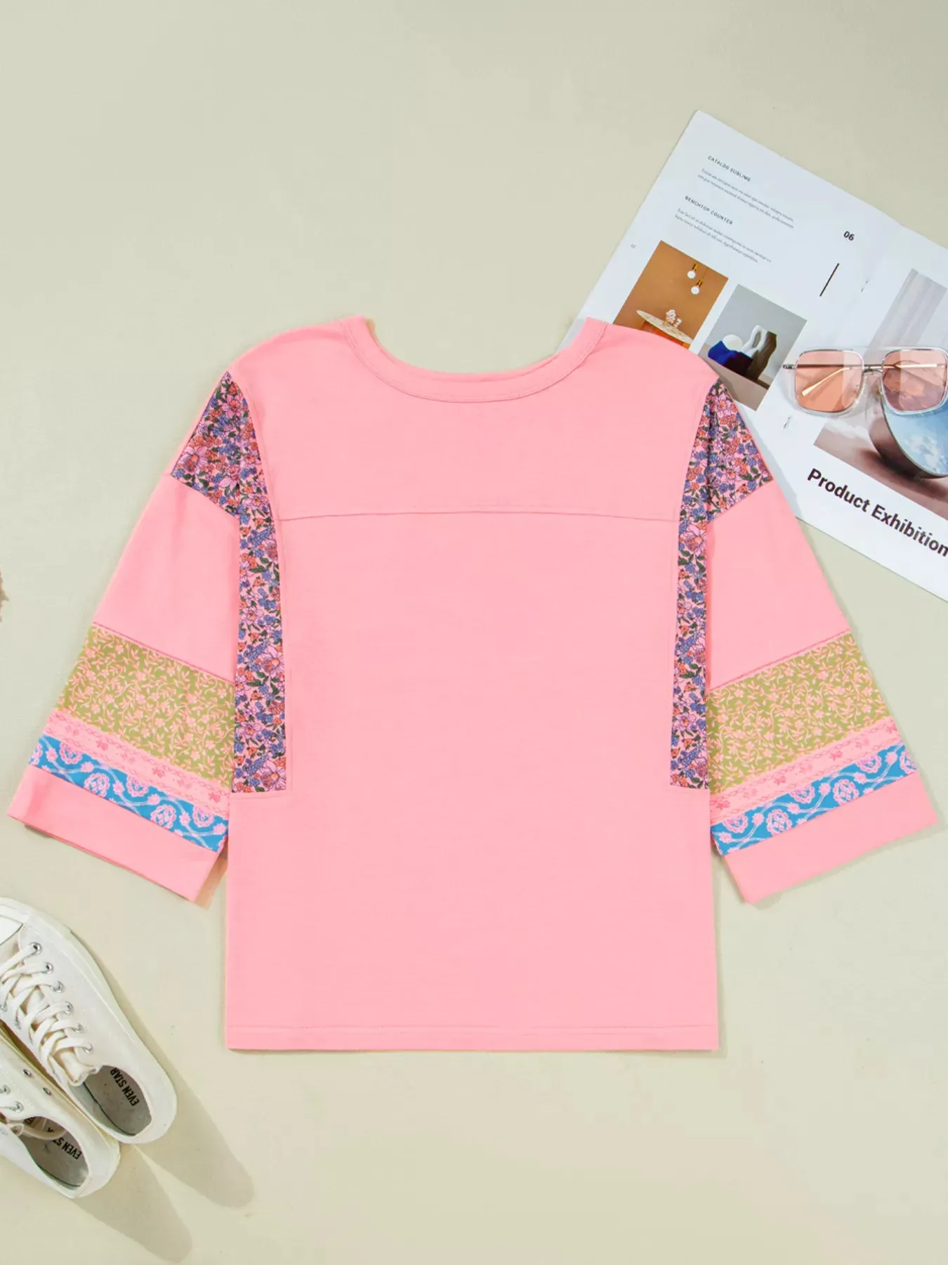 Floral Color Block Patchwork Long Sleeve Top sold by Charming Charlie product image thumbnail 5