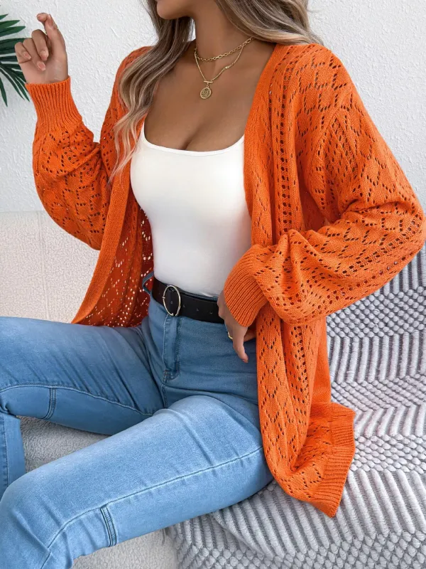 Openwork Open-Front Long Sleeve Cardigan sold by Charming Charlie