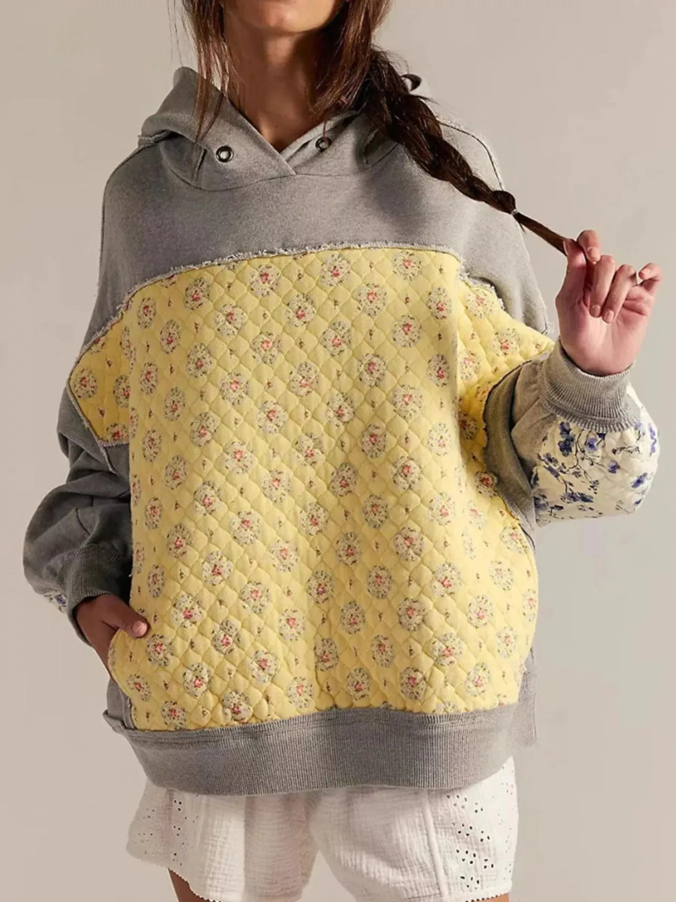 Exposed Seam Dropped Shoulder Hoodie sold by Charming Charlie